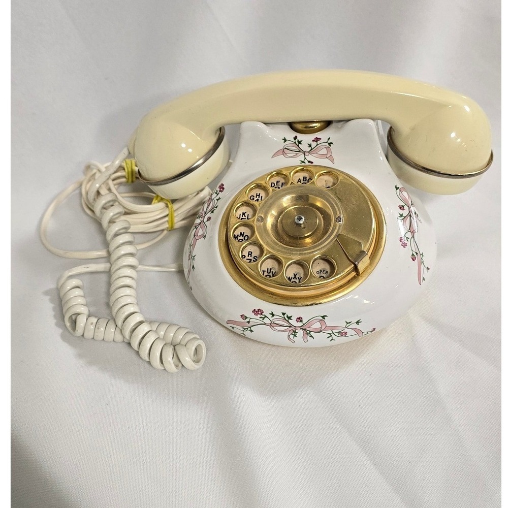 Vtg Astral Royal Albert England Eternal Beau ceramic rotary telephone